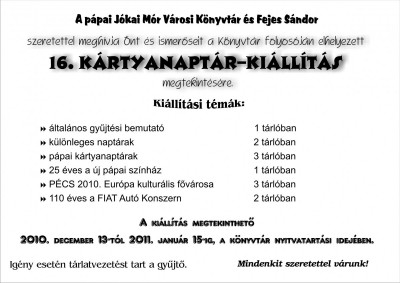 Kártyanaptár-kiállítás